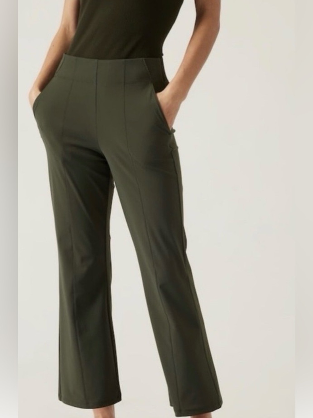 Athleta Cosmic Kick Flare Pants 8 Aspen Olive #981485